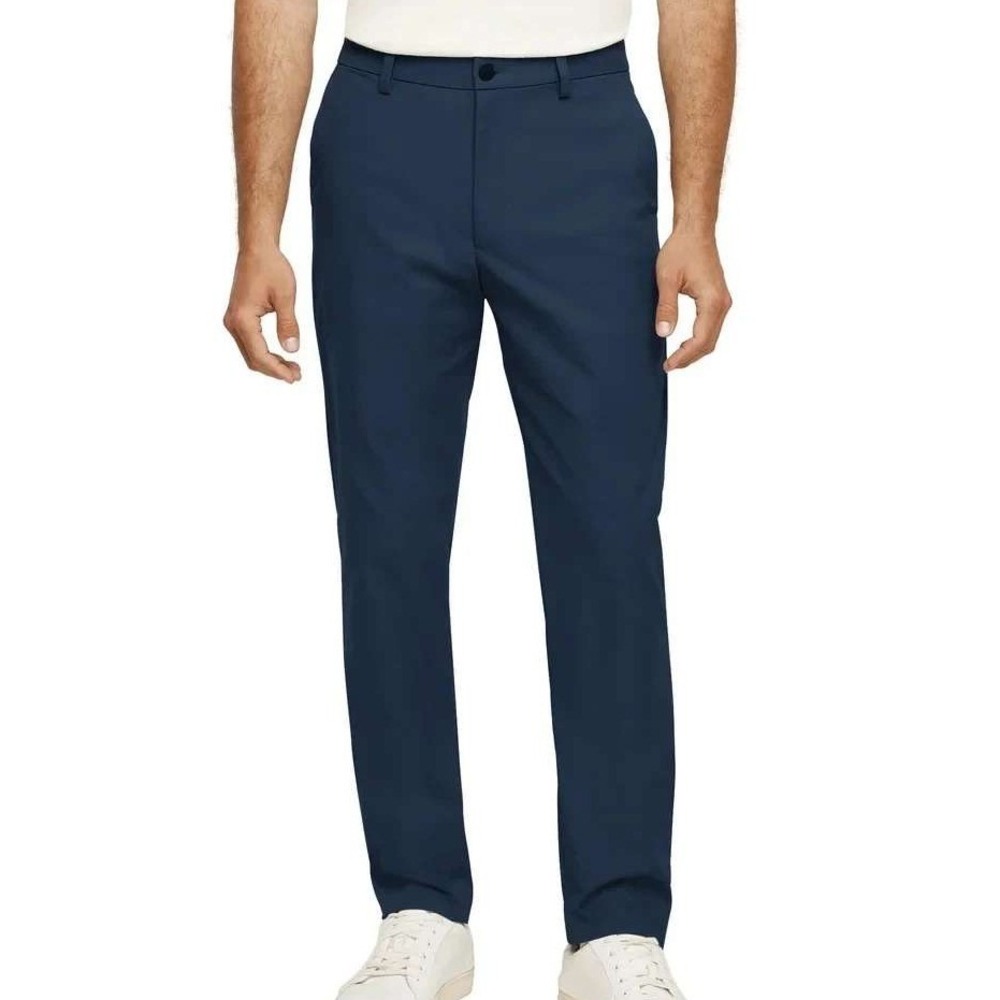 NWOT Banana Republic Flat Front Tech Pants Men's 34x30 Blue Polyester